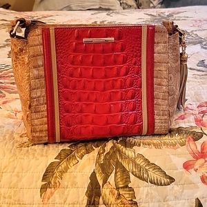 Brahmin 2 tone croc embossed leather crossbody